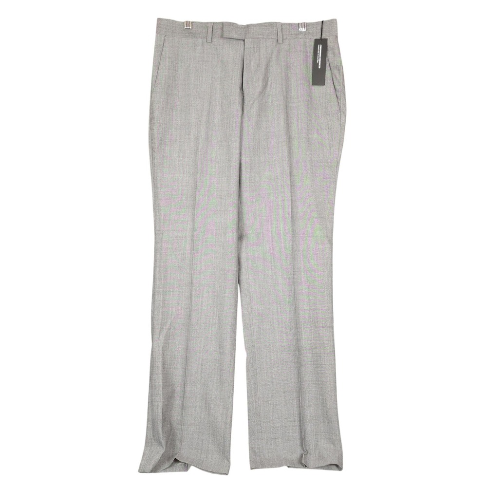 Kenneth Cole New York Mens 32W 30L Performance Enhanced Grey Wool Dress Trousers